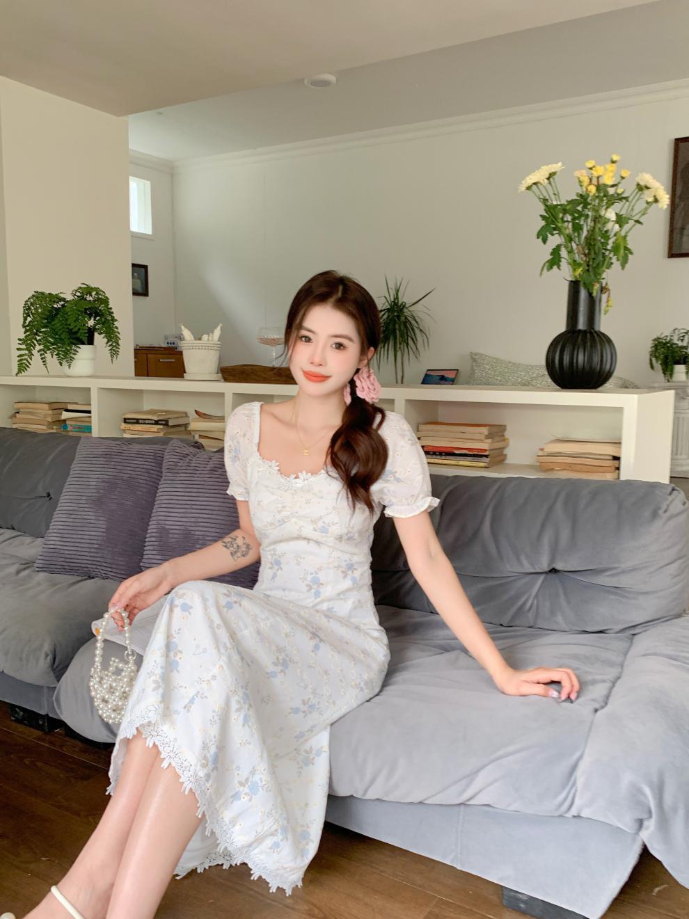 【dress】スウィートスクエアネック花柄ワンピースG21518