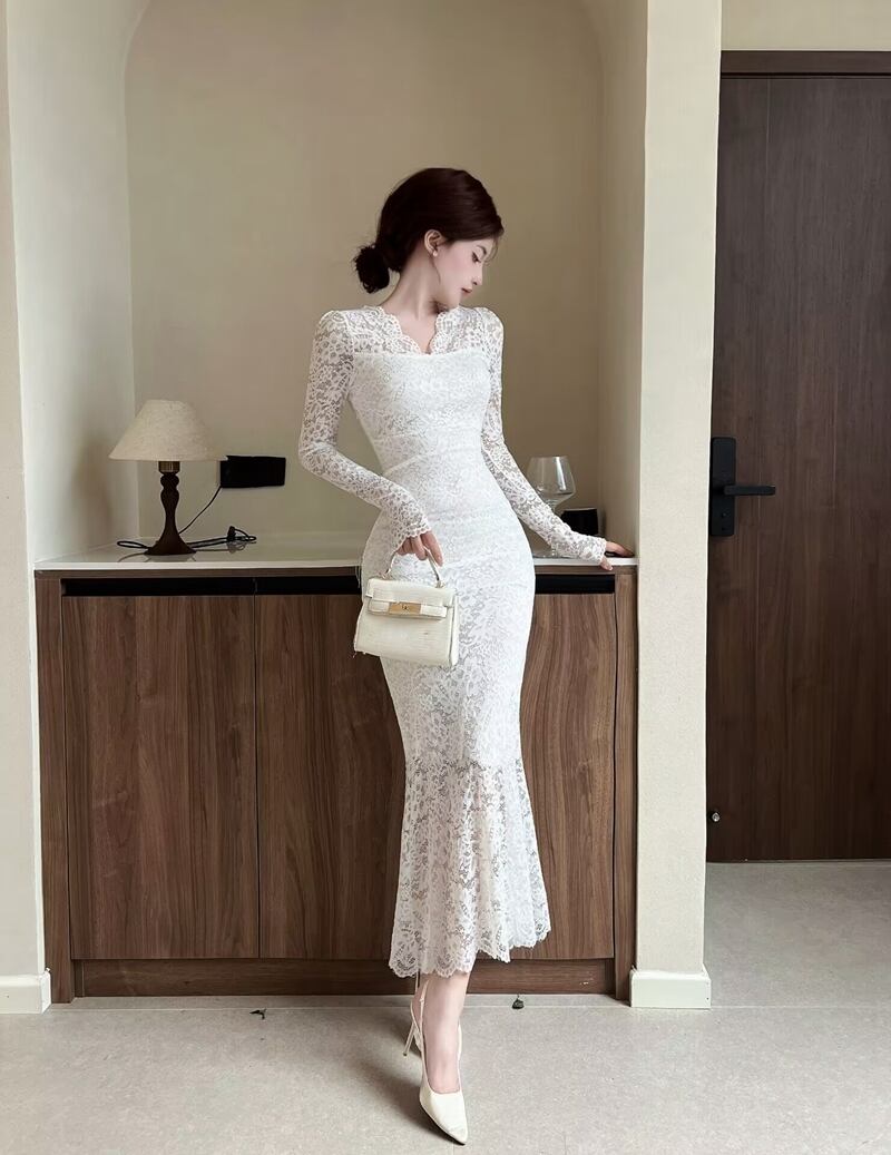 【dress】レースマーメイドワンピース　M28027