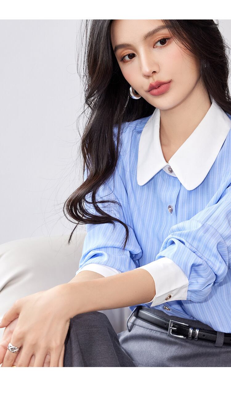 【tops】ストライプ柄長袖ブラウスG20239