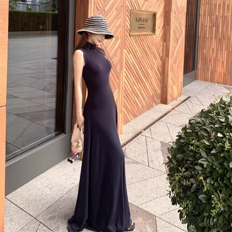 【dress】ノースリーブロングワンピース Q8262