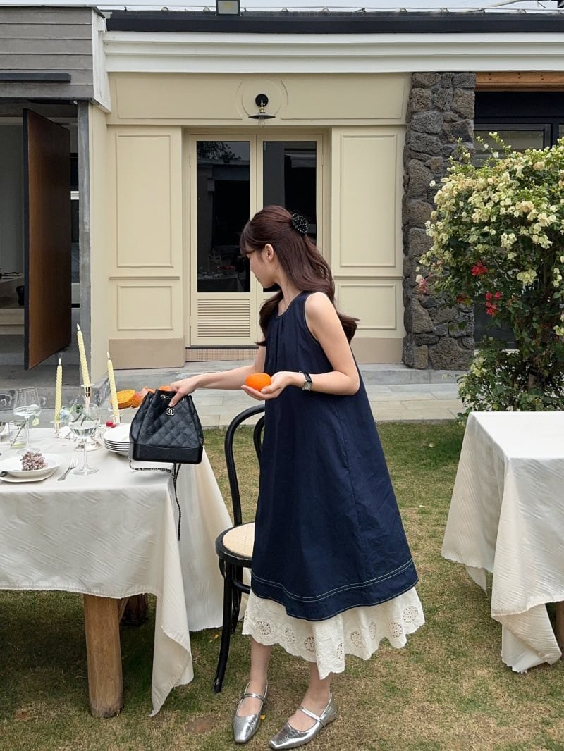 【dress】レース切り替えノースリーブワンピース　M29817