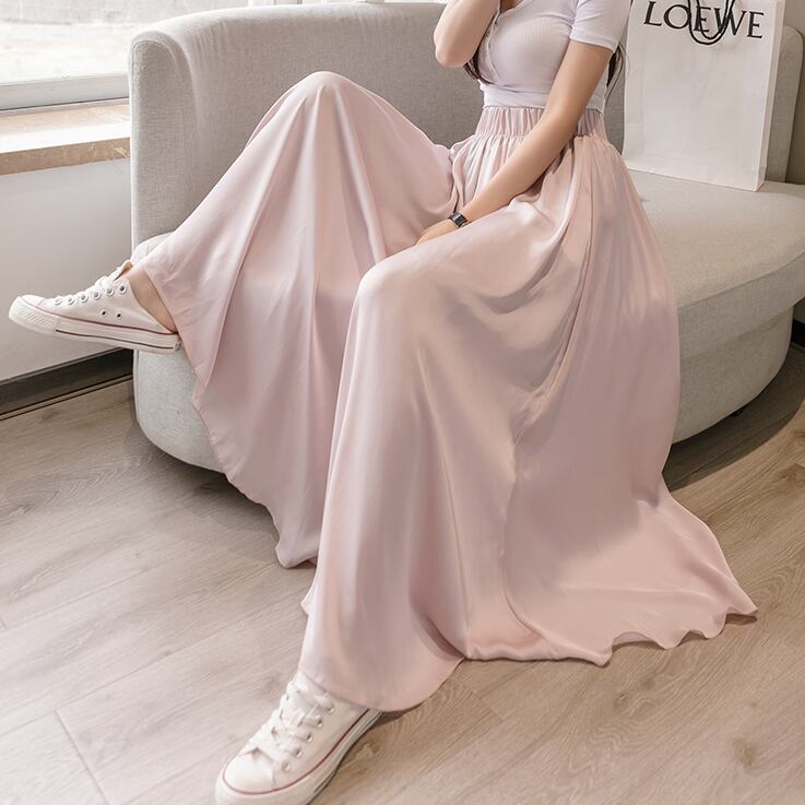 【bottoms】美感いっぱい無地合わせやすいハイウエストシンプルカジュアルガウチョパンツ