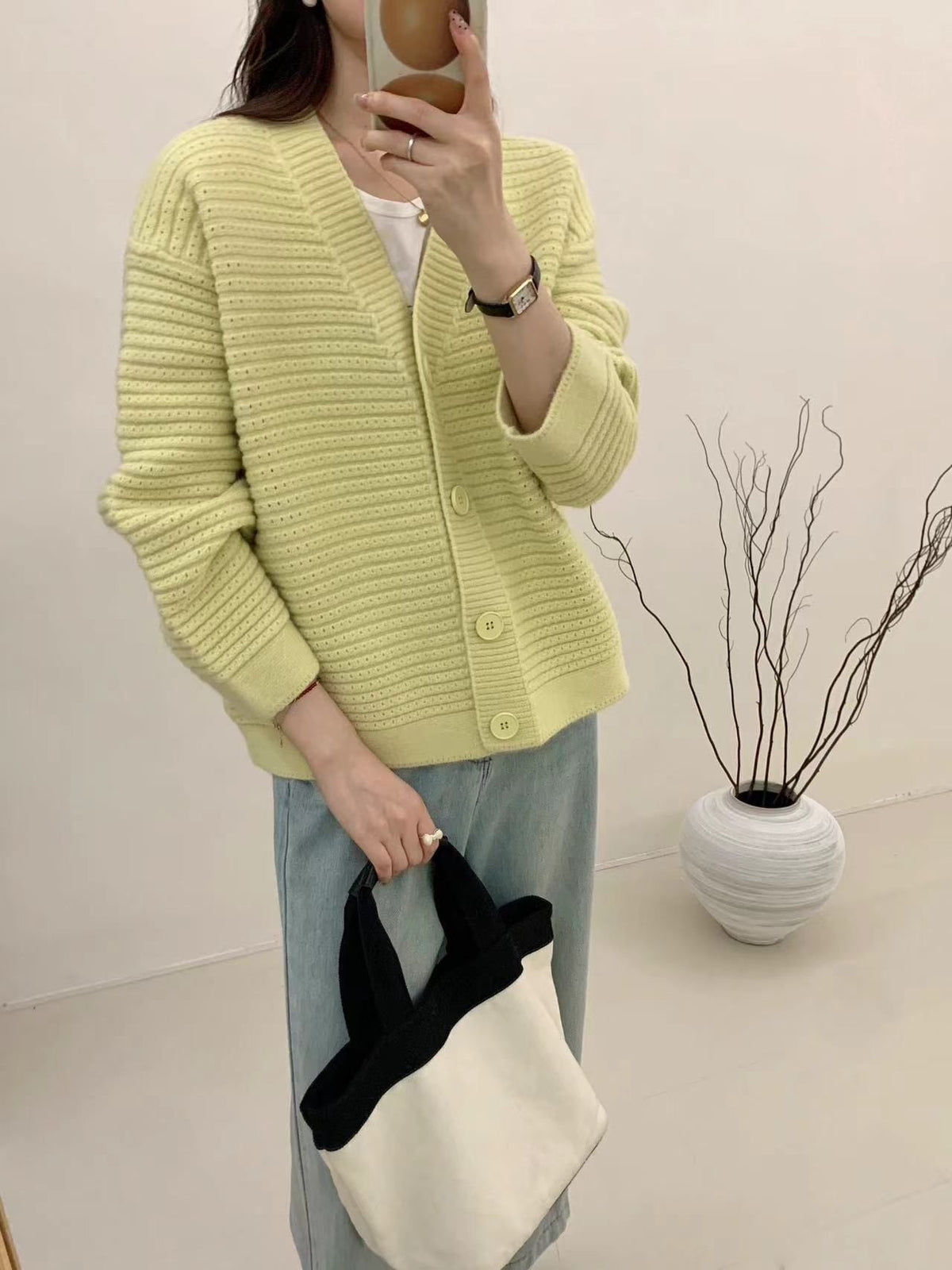 【outer】Vネックニットカーデ　M25863