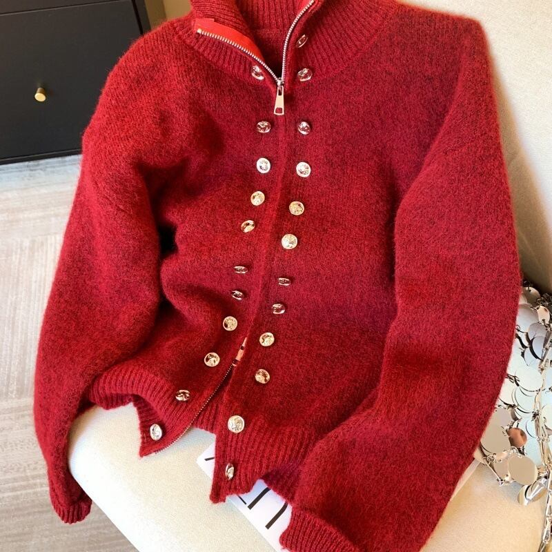 【outer】ファスナーニットカーデ　M29155
