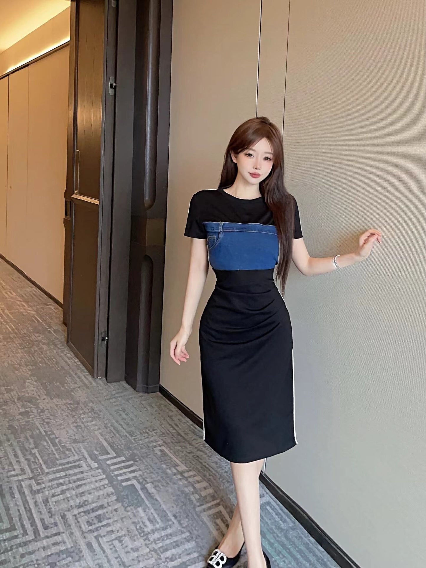 【dress】切り替えデニムワンピース G21387