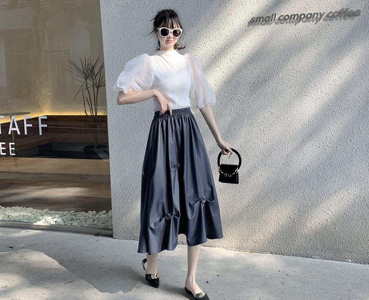 【bottoms】不規則ギャザースカートG20980