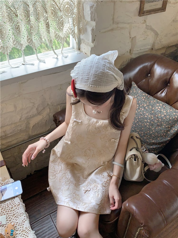 【dress】リボン付きノースリーブワンピース　M24007