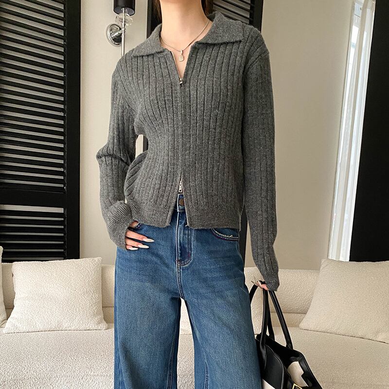 【outer】Wジップニットカーディガン Q7489