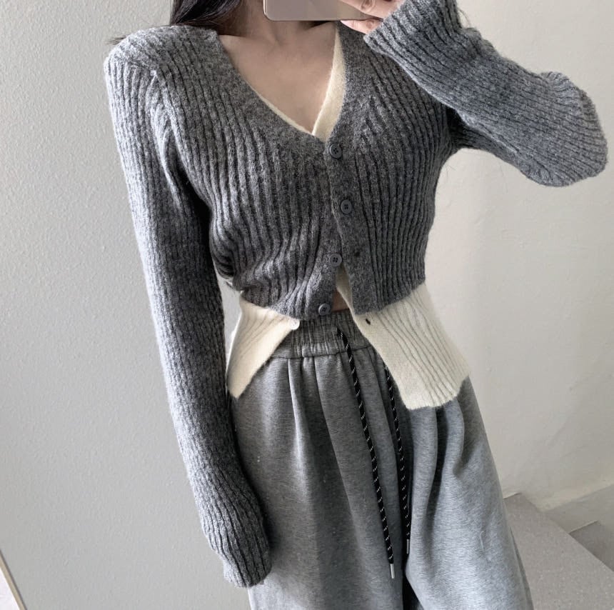 【outer】配色切り替えニットカーデ　M28679