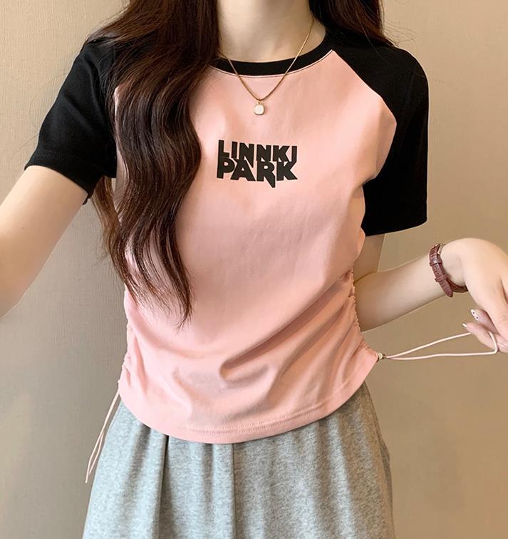 【tops】半袖英字柄ＴシャツF7493