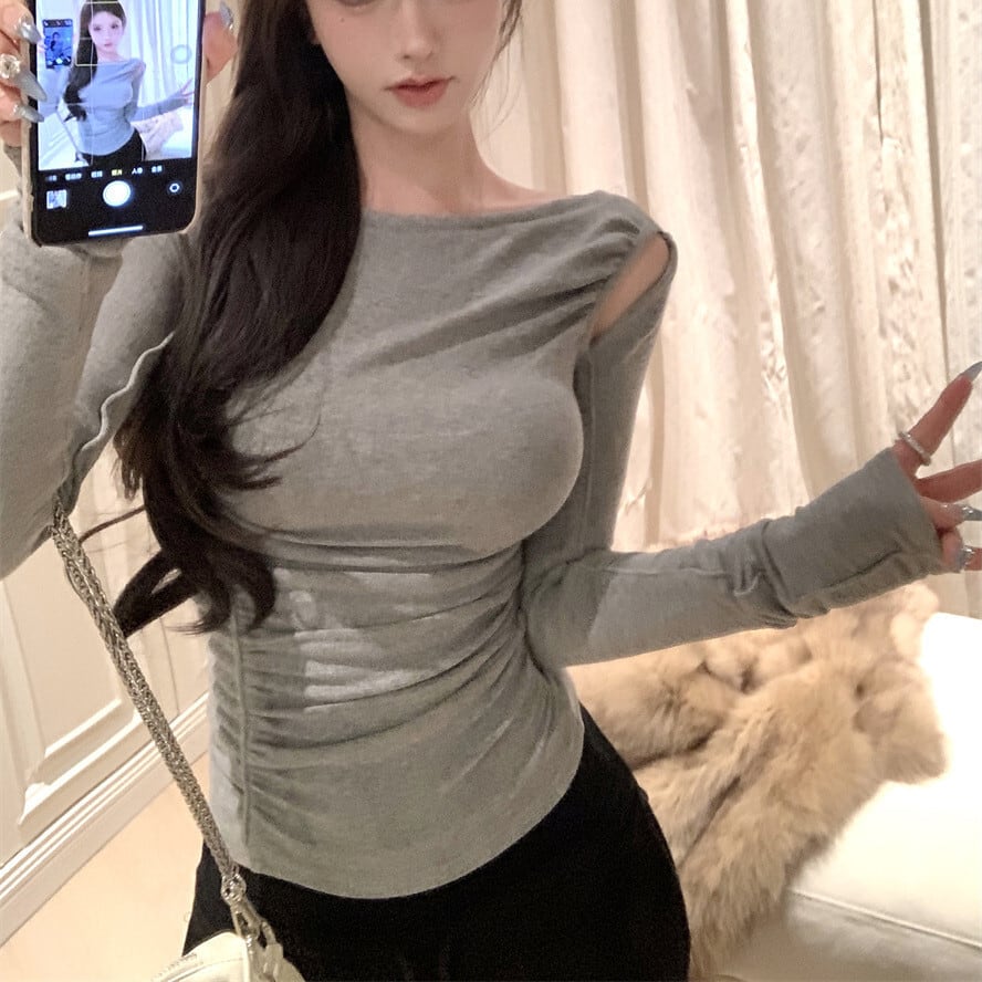 【tops】ショルダースリットニットトップス　M28414