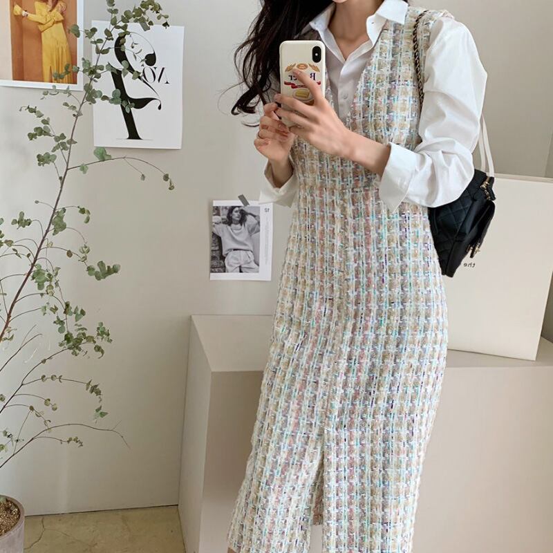 【dress】ツイードノースリーブワンピース　N2197