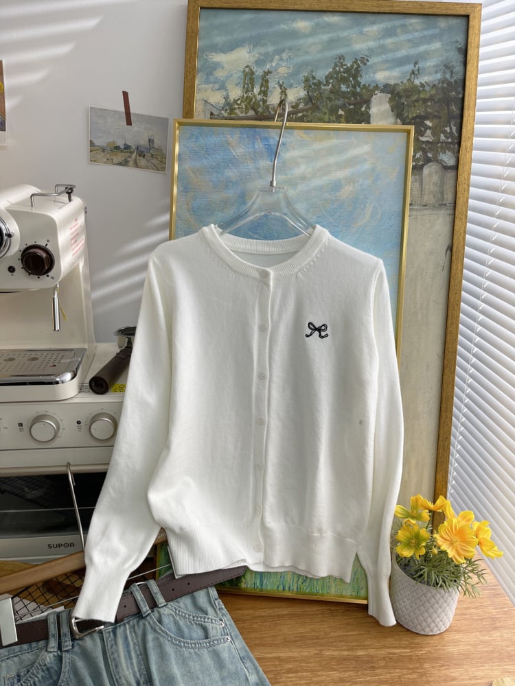【outer】リボン刺繍ニットカーデ　M26314