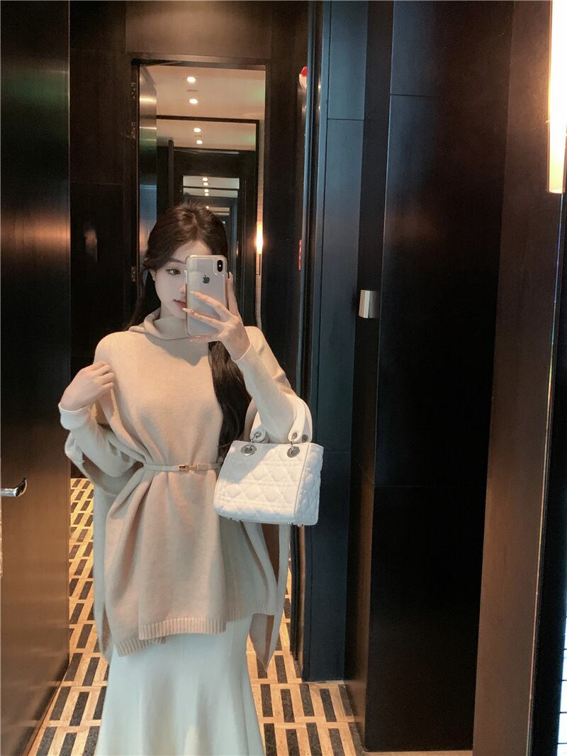 【tops】ケープニットトップスベルト付き　M26825