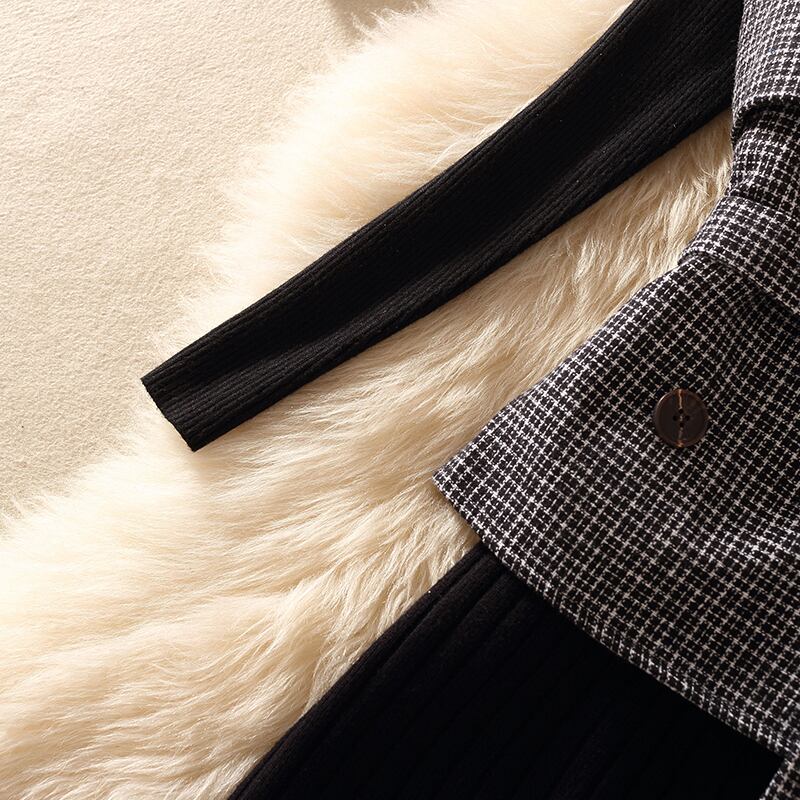 【set】秋冬新作!気質満点レトロニットトップス+ベスト+スカートオシャレ3点セット G2879