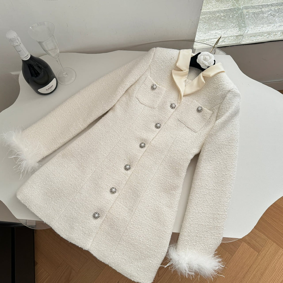 【outer】ファーツイードコート　M27354