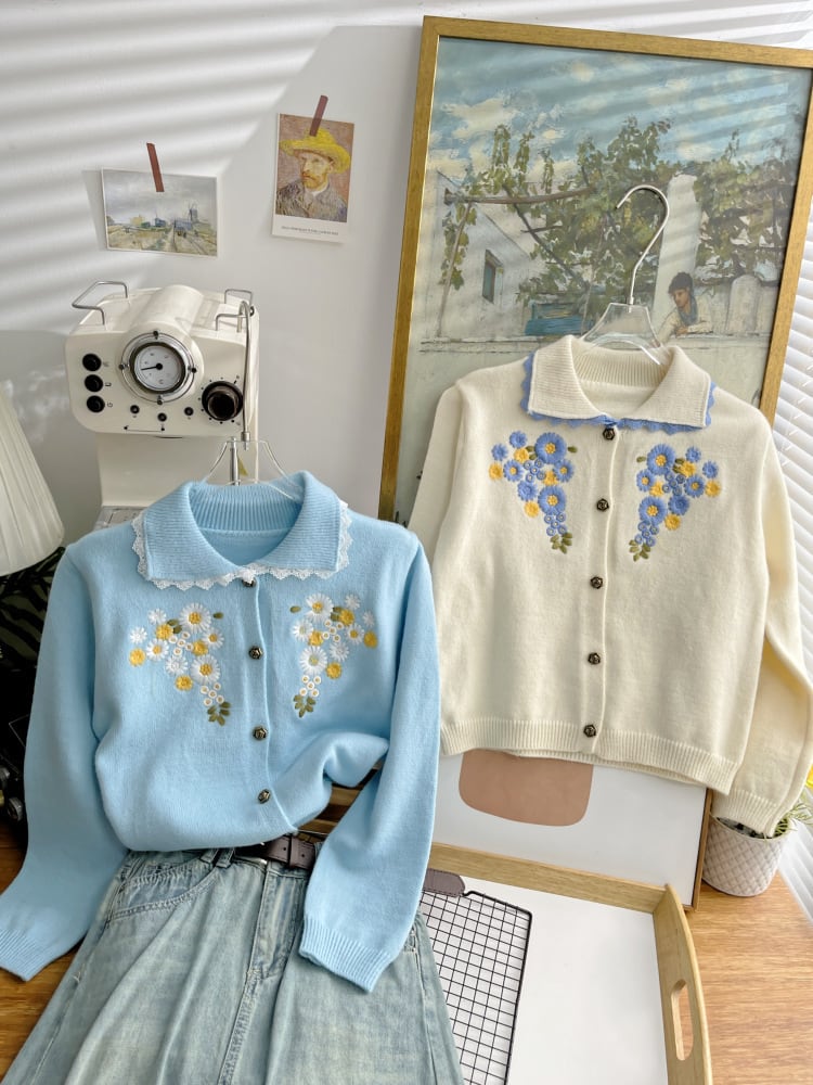 【outer】刺繍ニットカーデ　M25883