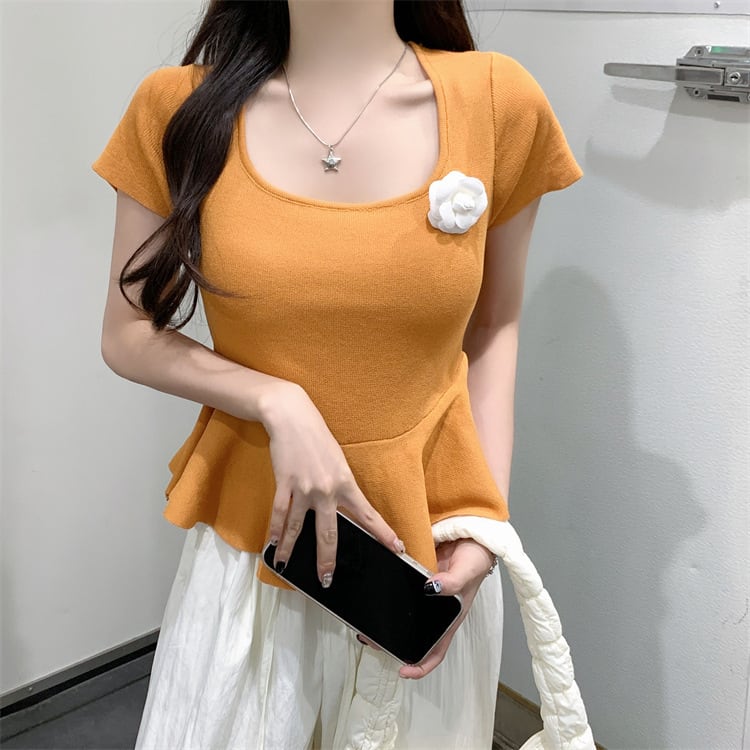 【tops】立体フラワーニットトップス　M24585