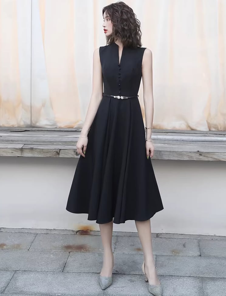 【dress】ノースリーブAラインフレアワンピース Q8438