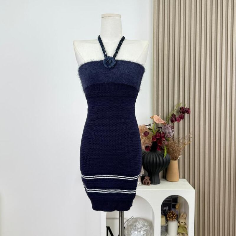 【dress】ホルターネックニットワンピース Q7818
