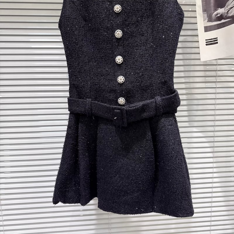 【dress】ツイードレース付きベストワンピース Q7891