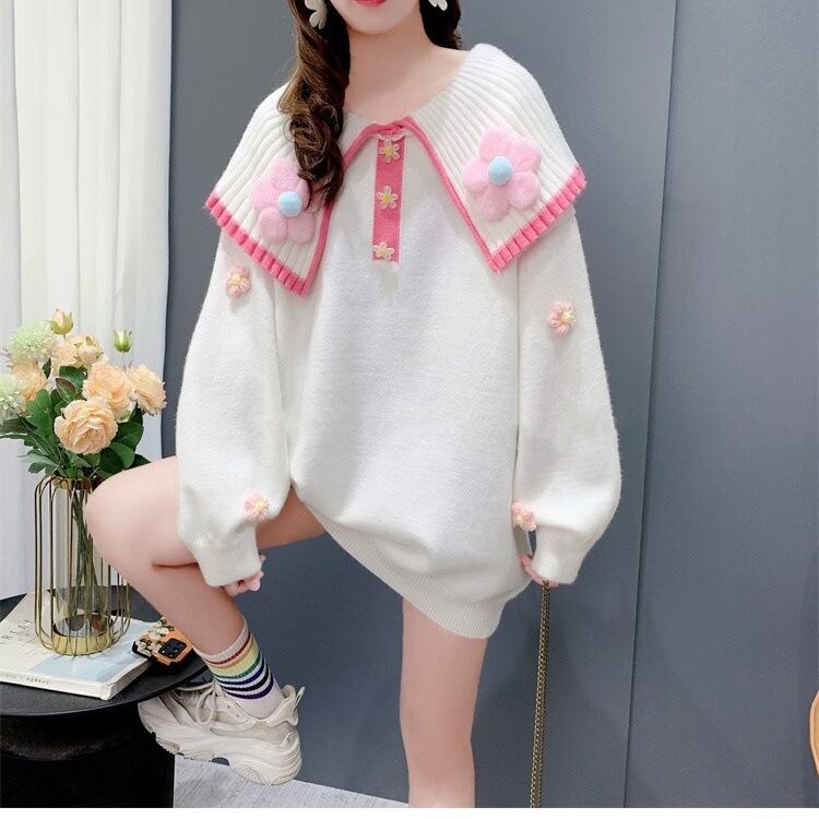 【tops】立体フラワーニットセーター　M28305
