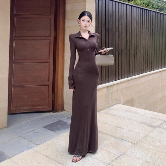 【dress】ロングＶネックワンピース Q7114