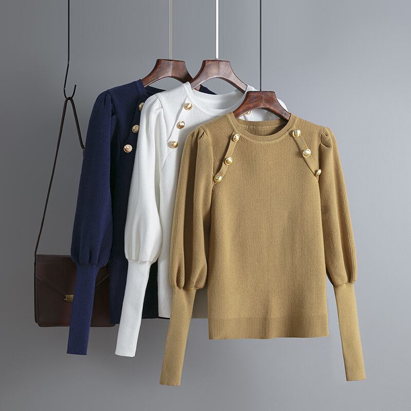 【tops】ボタンデザインニットトップス　M28752