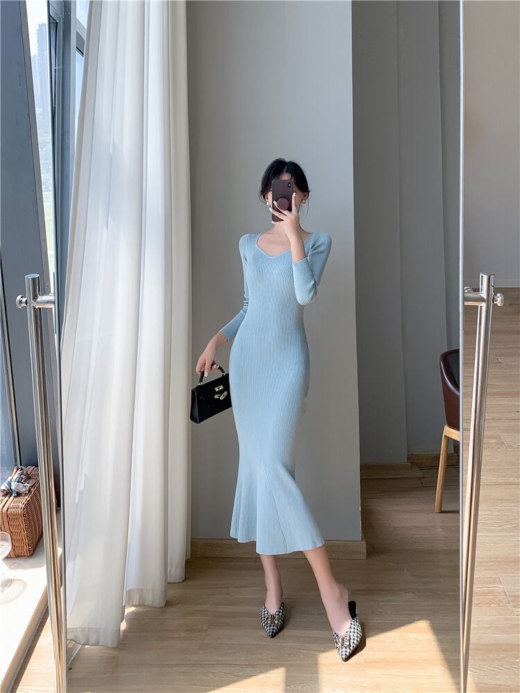 【dress】マーメイドニットワンピース　M28024