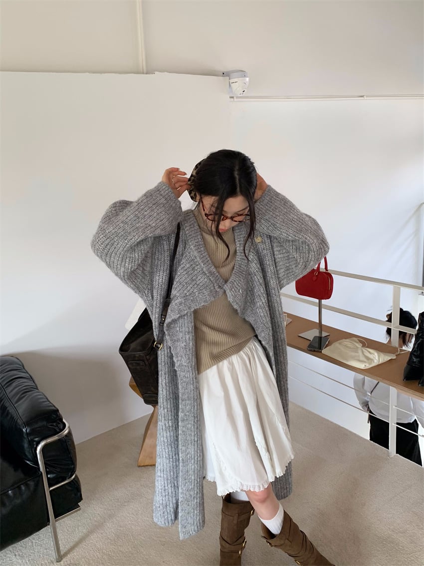 【outer】ロング丈ニットカーデ　M28394