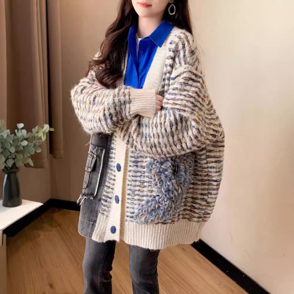 【outer】Vネックニットカーデ　M25755