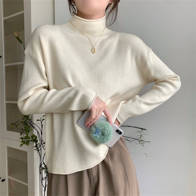 【tops】無地ニットトップス　M27238