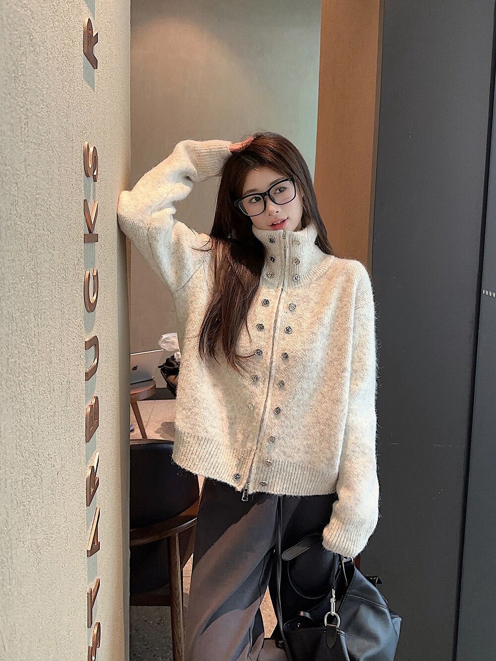 【outer】ファスナーニットカーデ　M28861