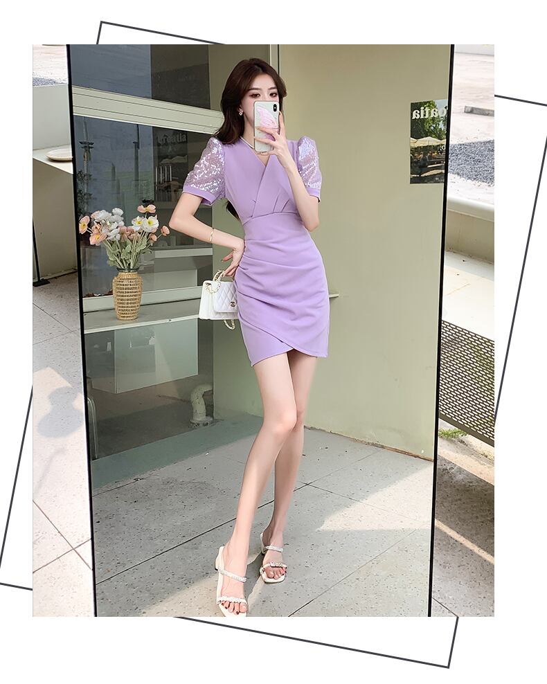 【dress】Vネック切り替えタイトワンピース G20995