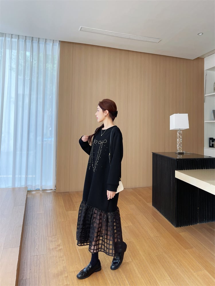 【dress】ビジュードッキングカジュアルワンピース　M28929