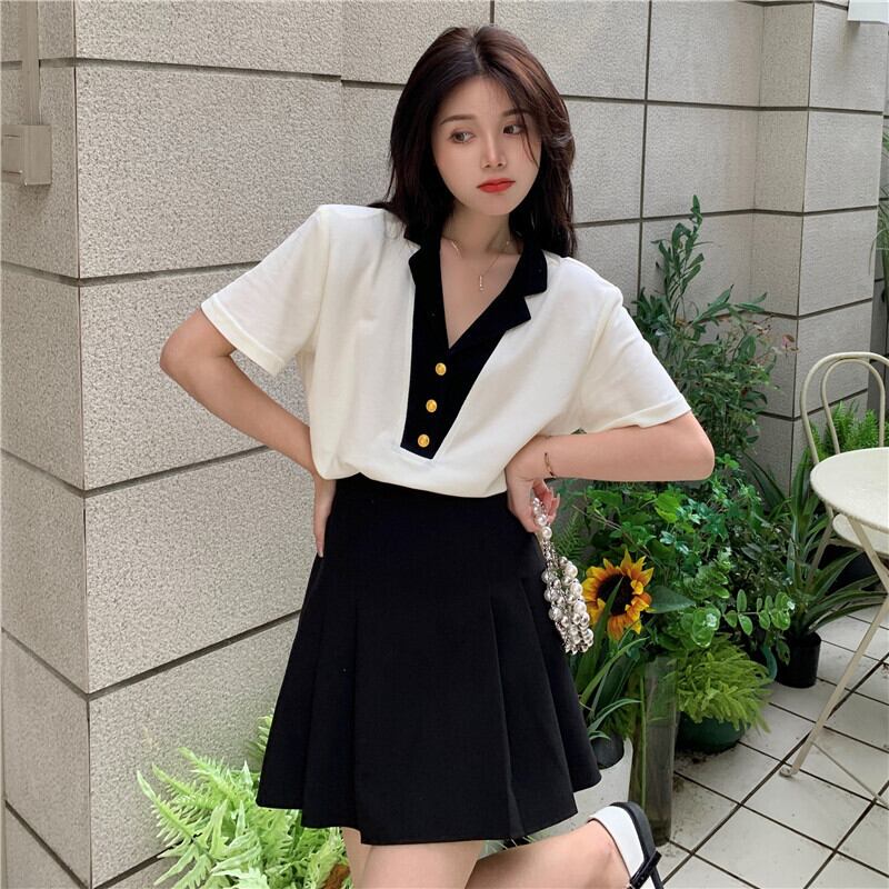 【tops】POLOネックデザインTシャツG21362