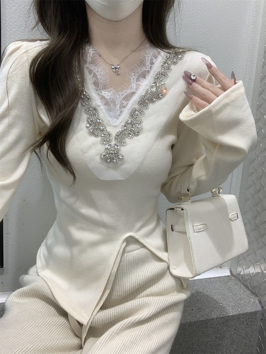 【tops】レース切り替えトップス　M29453