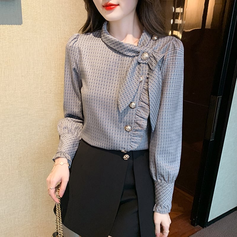 【tops】チェック柄シャツトップス　M25345