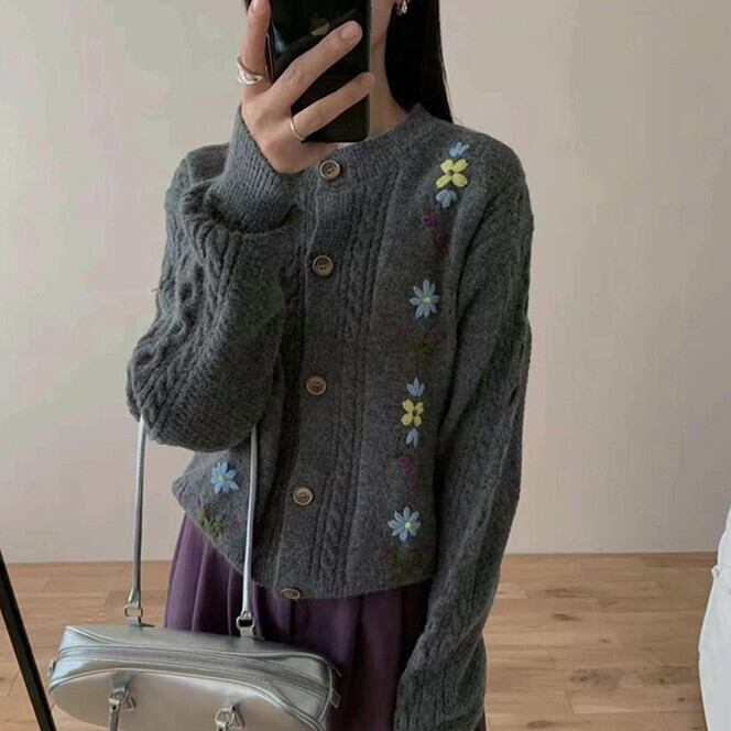 【outer】刺繍ニットカーデ　M27404