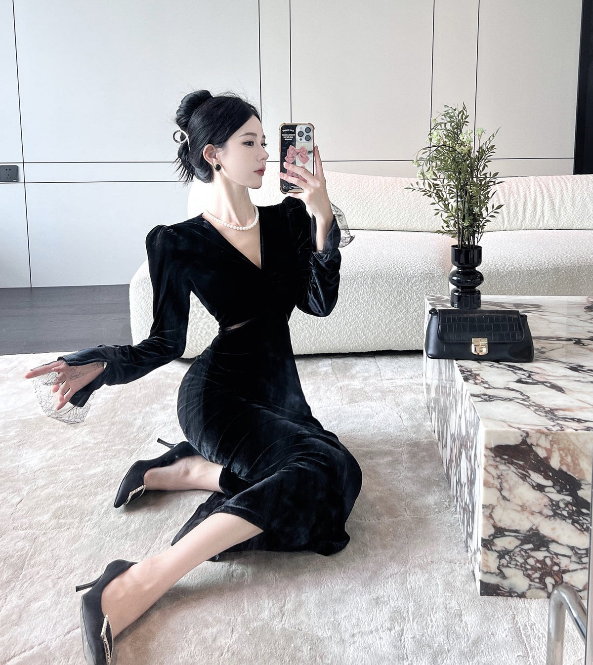 【dress】レース切り替えデートワンピース　M27255