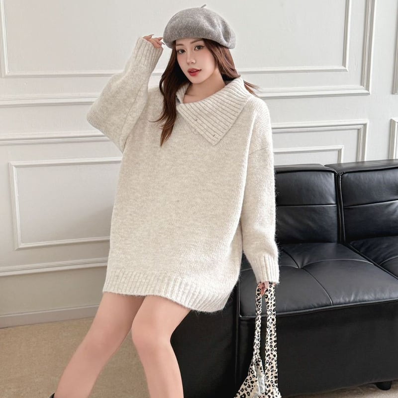 【tops】ハイネックニットトップス Q7252