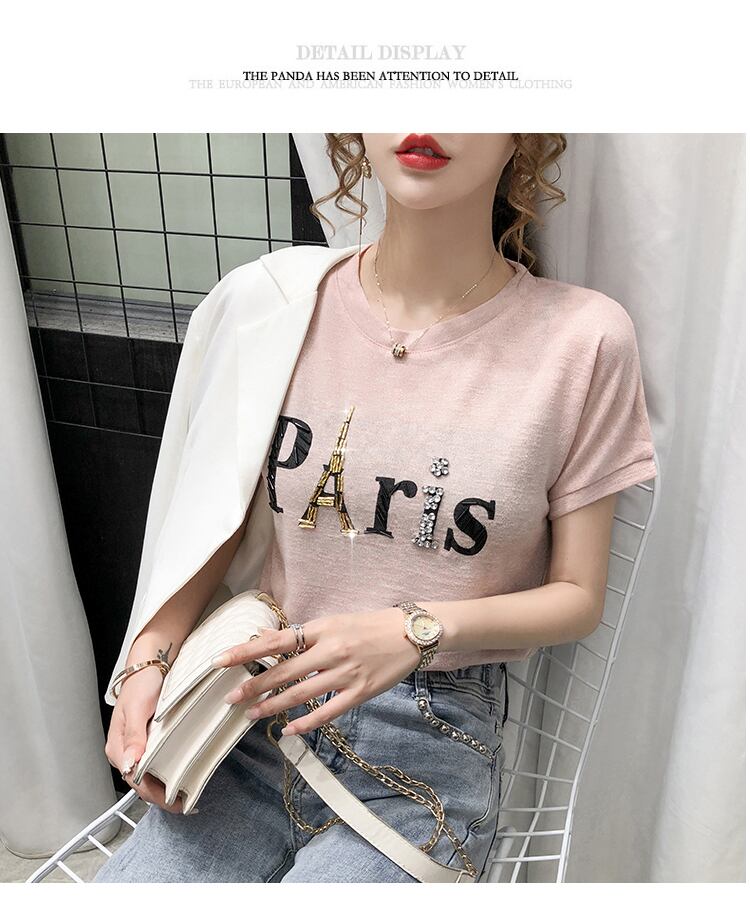 【tops】ラウンドネック半袖英字柄ファッションTシャツF0116