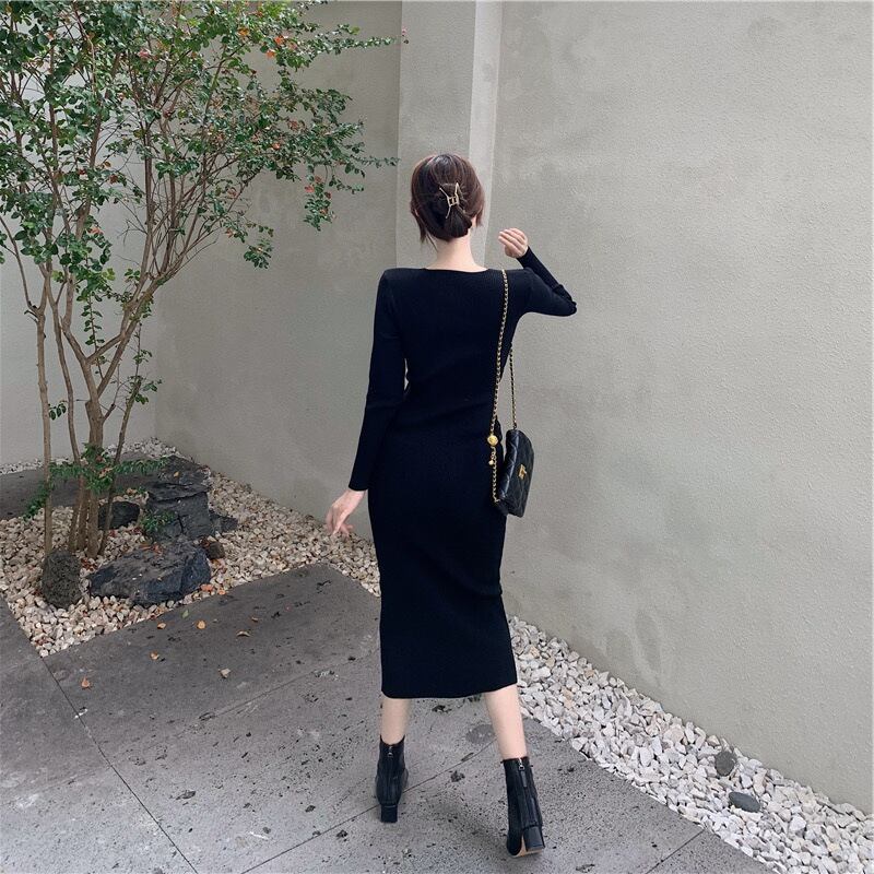 【dress】Vネックニットワンピース　M17513