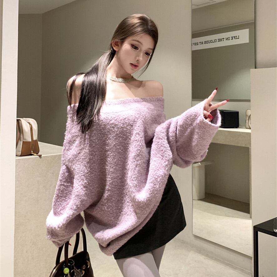 【tops】オフショルダーニットセーター　M28417