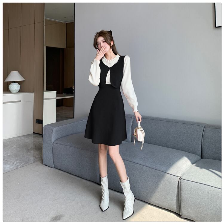 【dress】ドッキングニットワンピース　M18711