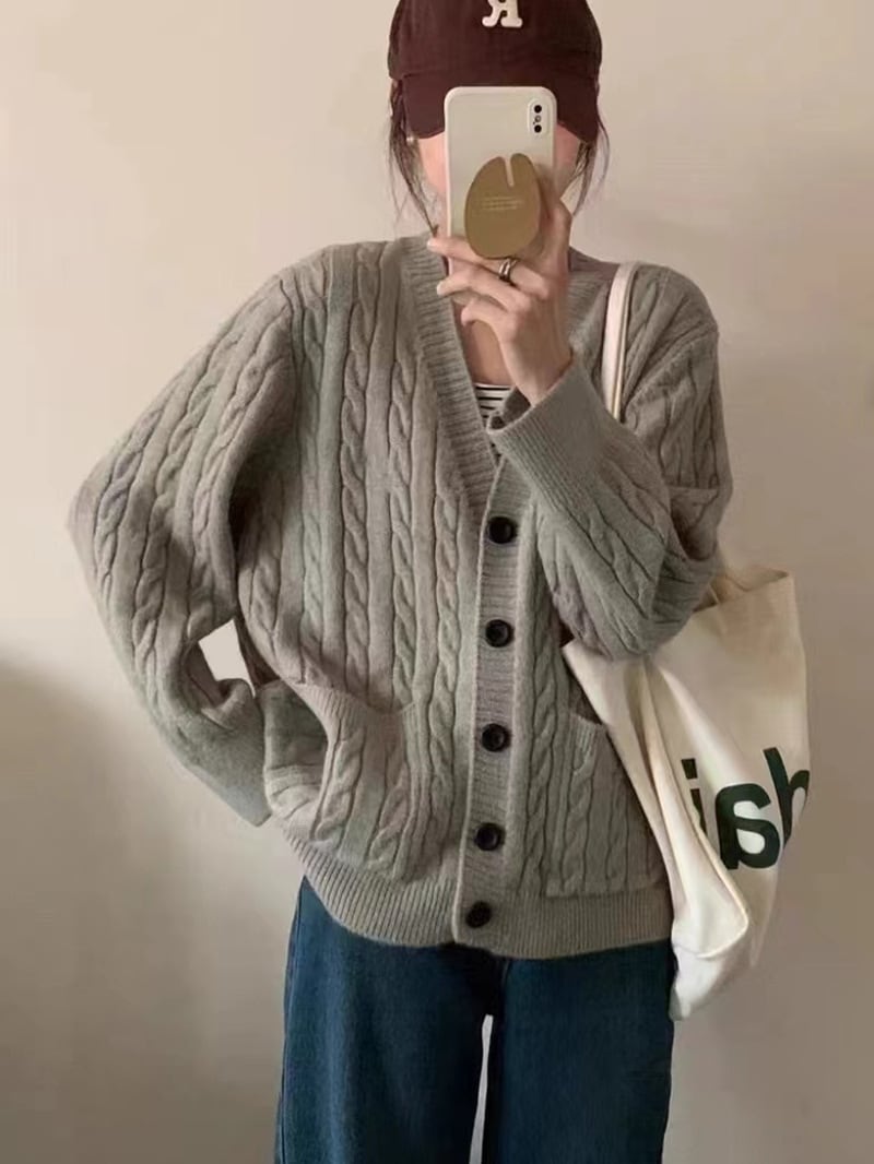 【outer】Vネックニットカーデ　M25949