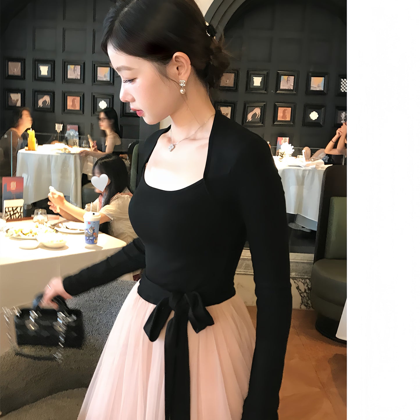 【dress】チュールドッキングロングワンピース　N3439