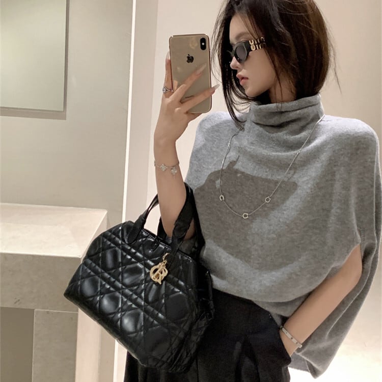 【tops】ハイネックニットケープ　M27049