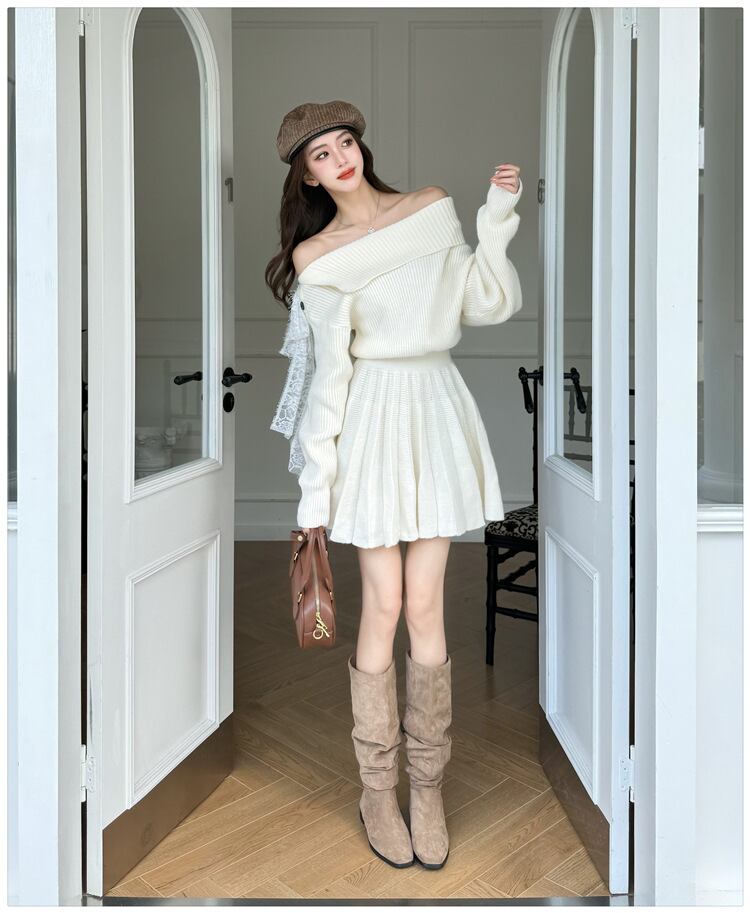 【dress】ボートネックニットワンピース　M27486
