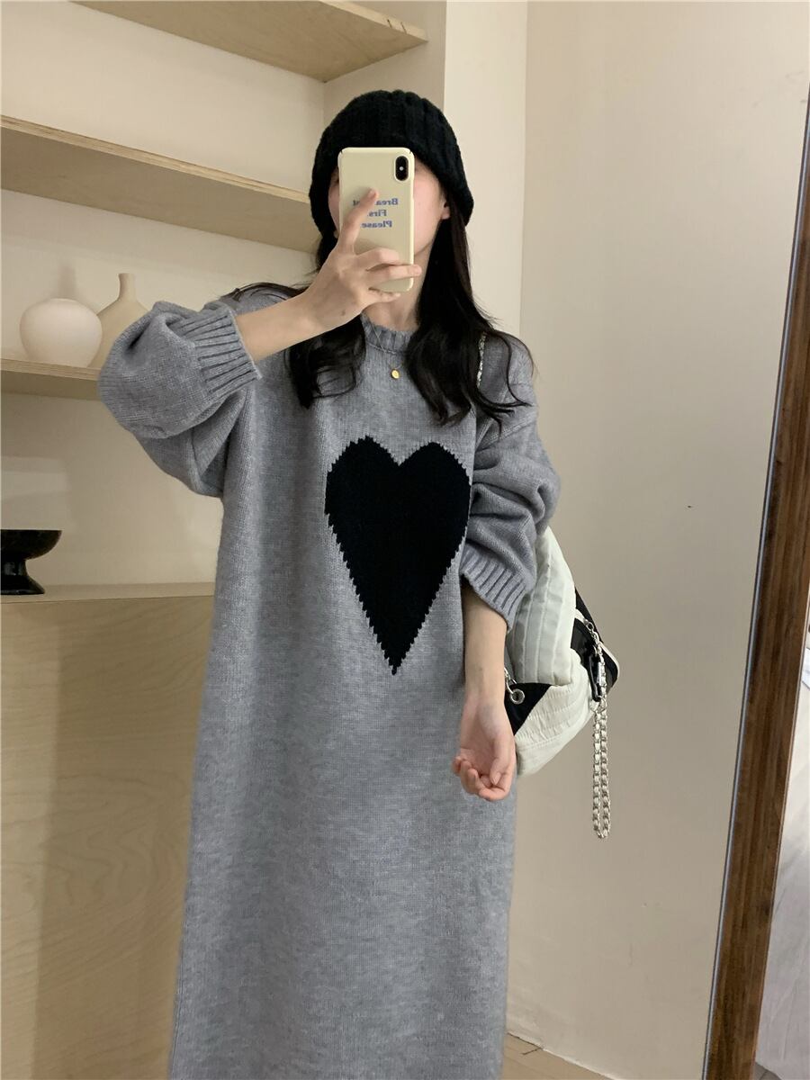 【dress】ハート柄ニットワンピース 　N2240